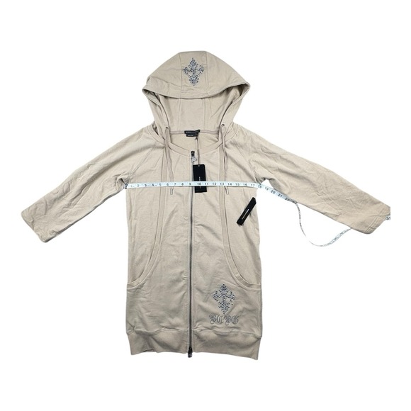 NWT BCBGMAXAZRIA Ginger Hooded Tunic Zip Dress M‎ Beige Embellished - Picture 6 of 10